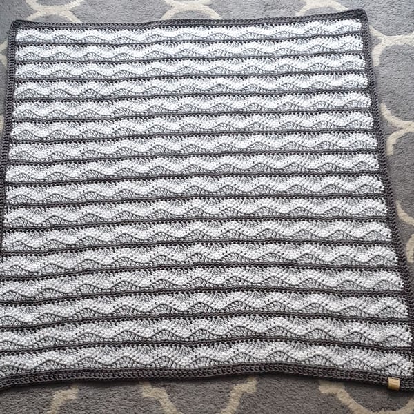 Modern Grey Ripple Crochet Baby Blanket 