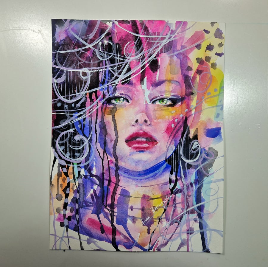 Watercolour Painting, Fashion Portrait, Disco Queen, Wall Art