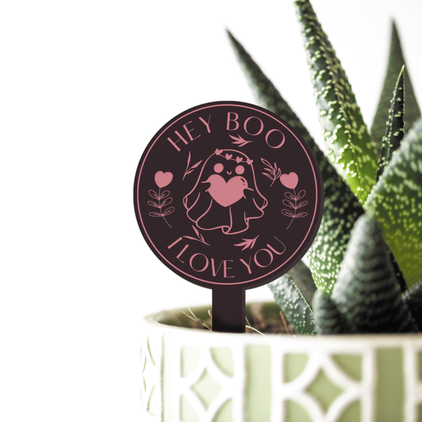 Hey Boo, I Love You: Adorable Ghost Plant Tag - Perfect Gift for Valentine's 