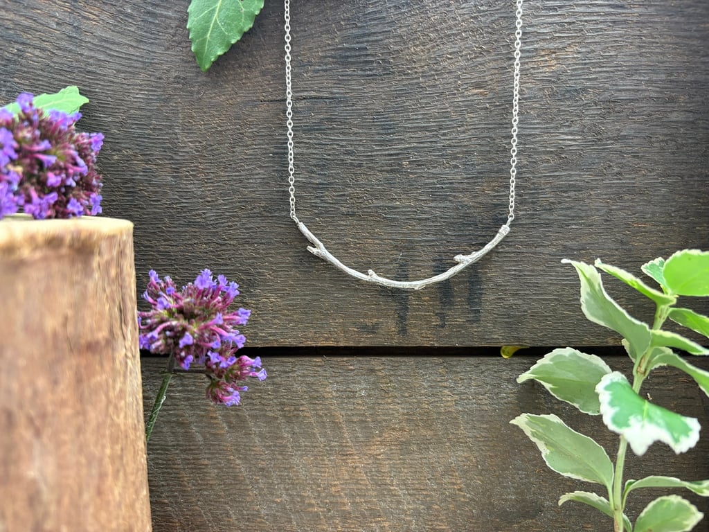 Handmade Silver Twig Necklace