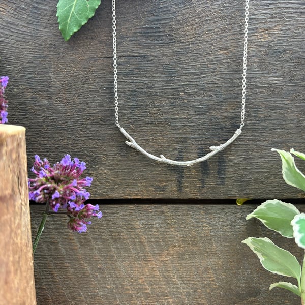 Handmade Silver Twig Necklace