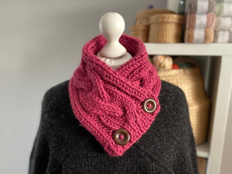 Hand Knitted Button up Scarf