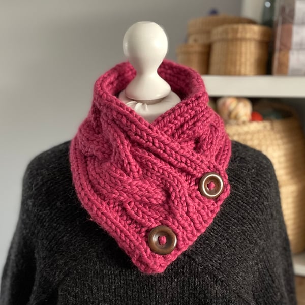 Hand Knitted Button up Scarf
