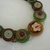 Button Necklace - Spring Fields - Green, Brown, Cream and Taupe