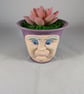 Plum Purple Ceramic Flower Pot Artificial Succulent Plant Ornament Decoration.