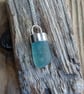 Sea glass 'bullet' shaped stopper necklace set in silver  - Image 4