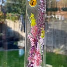 50% SALE!  Handmade fused glass hanging panel with a summer floral theme