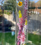 50% SALE!  Handmade fused glass hanging panel with a summer floral theme