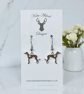 Charm Earrings - Silver Greyhound - Whippet (Heart)