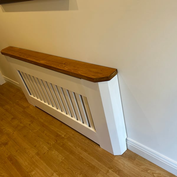 Painted Radiator cover with solid wooden top large 