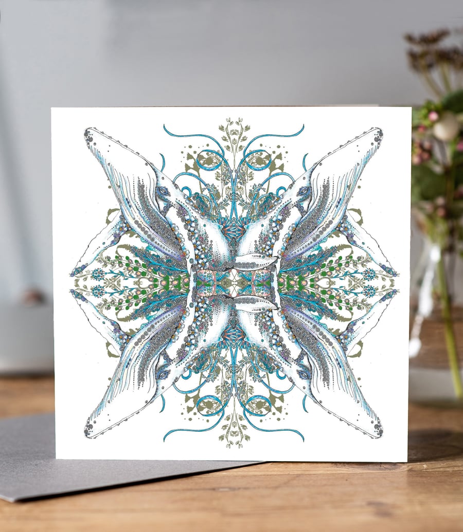 Whale Kaleidoscope Greeting card