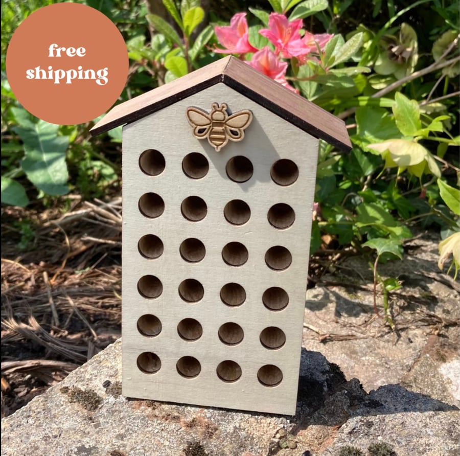 Bee house. Bee home. Bee hotel. Free shipping.