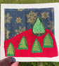 Textile trees, Christmas card, textile card , recycled card - Image 5