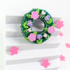 Spring wreath brooch and necklace adaptor on acrylic, Cherry blossom, crocus