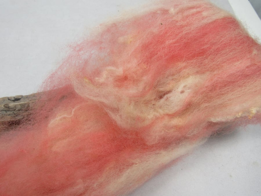 10g Naturally Dyed Red Yellow BFL Shetland Felting Wool