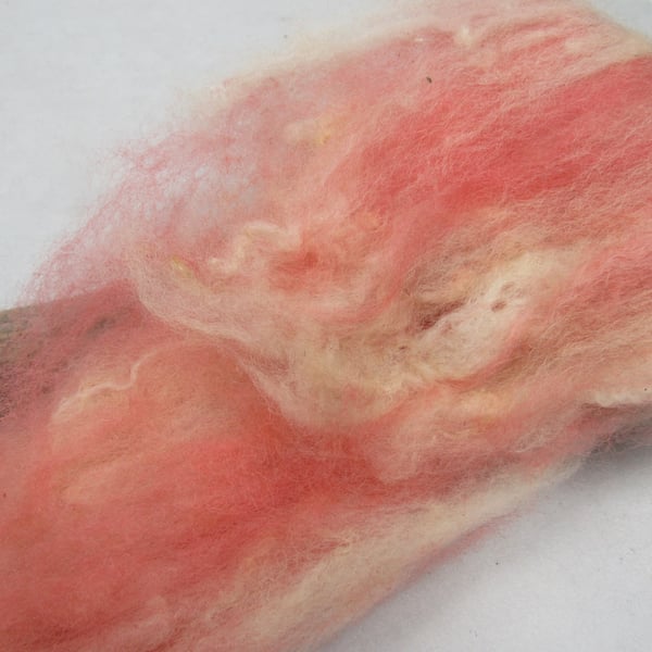 10g Naturally Dyed Red Yellow BFL Shetland Felting Wool