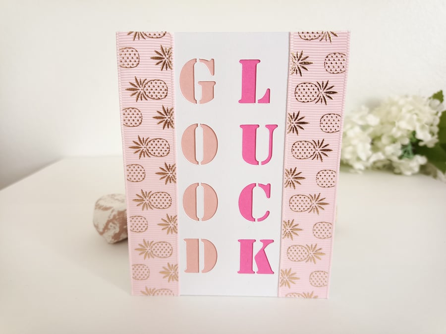 Good Luck Pineapple Ribbon Card Folksy