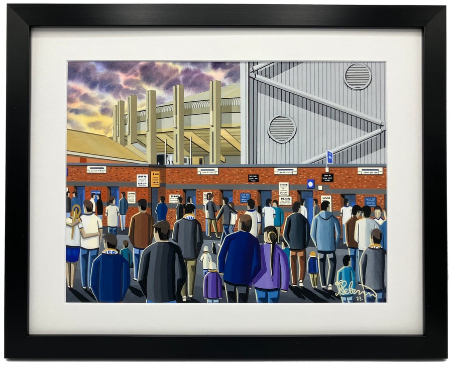 Leeds United, Elland Road, Framed Football Art Print. 20" X 16" Frame Size