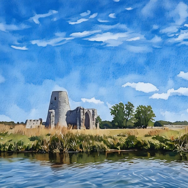 A4 Print Of St. Benet's Abbey Norfolk Broads Watercolour