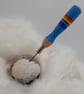   Hand painted green daisy needle grip tool for needle felting  - Image 3