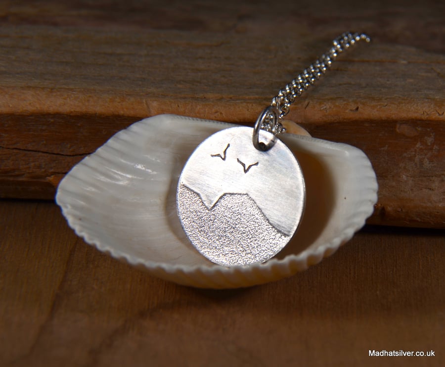 Silver beach pendant, beach jewellery, coastal jewellery