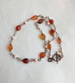 Carnelian and pearl copper wire necklace, June and July birthstone, Cancer sign - Image 10