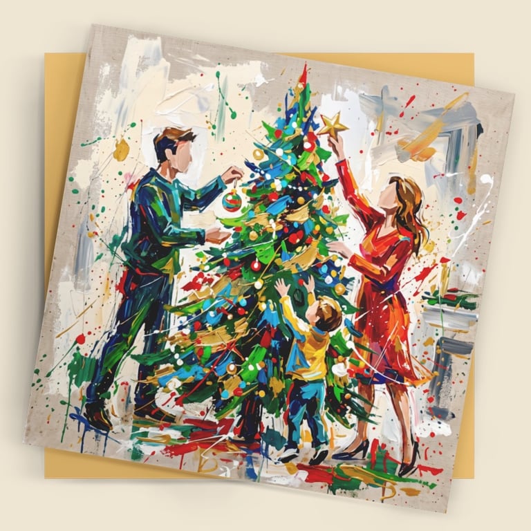 Decorating the Tree – Premium Festive Greeting Card