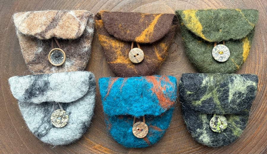 Hand felted wool coin purse