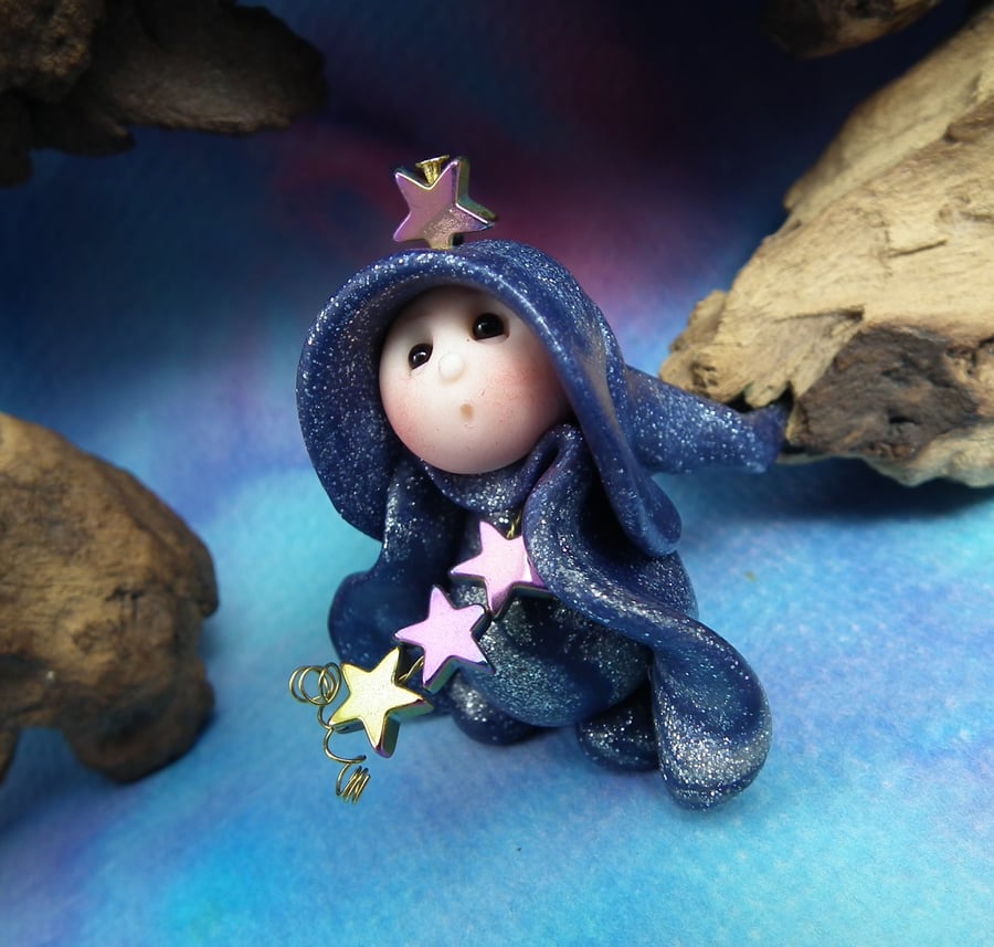 Tiny Gnome Maiden Shooting Star 'Nema' 1.5" OOAK Sculpt by Ann Galvin
