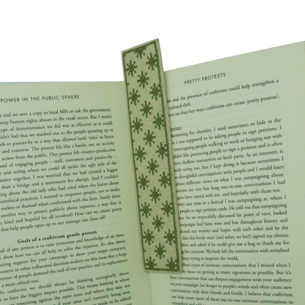 Cross Stitch Linen Bookmark, Literary Gift, Textile Bookmark, Bookmark