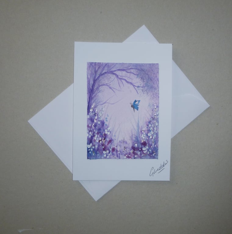 hand painted fantasy blank greetings card ( ref FA 405 J2 )