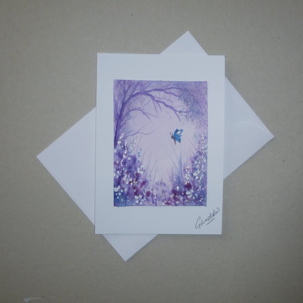 hand painted fantasy blank greetings card ( ref FA 405 J2 )