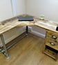 Rustic Desk Corner Two board Mitre Desk with under desk Cupboard, Storage Unit T - Image 2