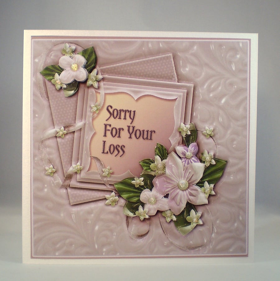 Handmade Decoupage,3D Sympathy Card, 