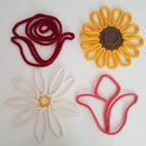 Handmade Knitted Flower Wire Sculpture Art Summer Wall Hanging Decorations