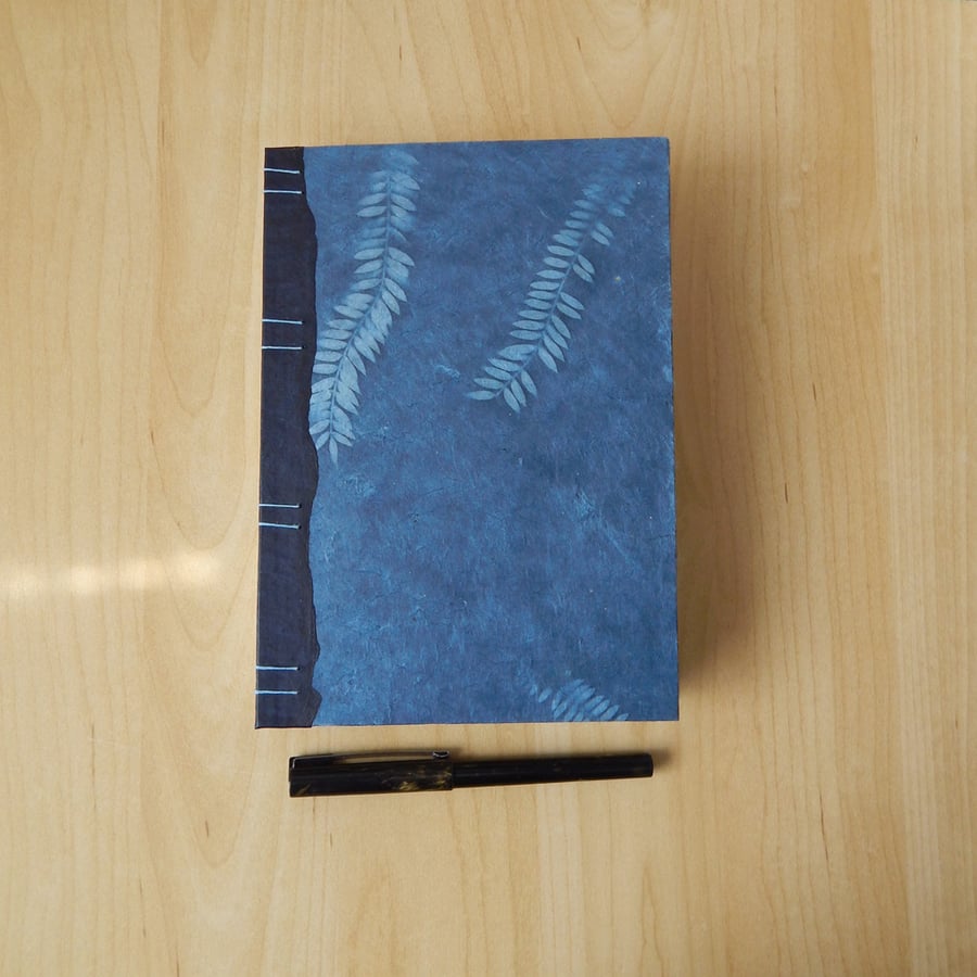 Blue Indigo Journal, Hand Made Paper Covers & Pages, Sketchbook, Gifts for Men 