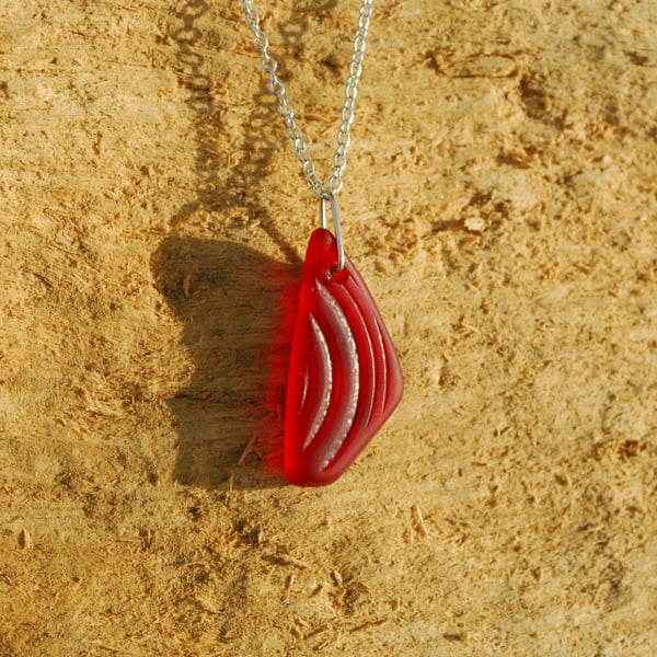 Red beach glass pendant