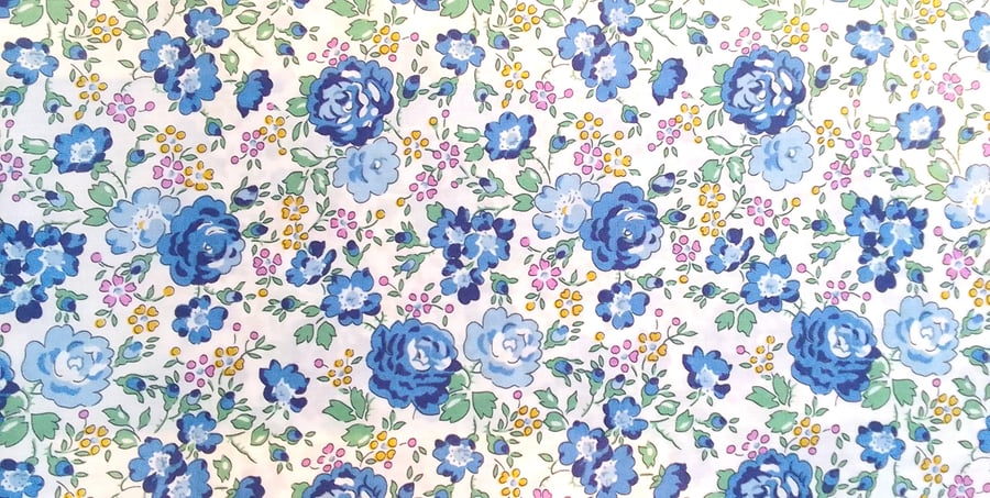 Liberty Fabric 10" Square : FELICITE Blue White Floral