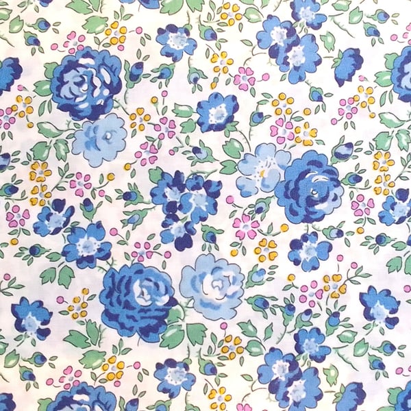 Liberty Fabric 10" Square : FELICITE Blue White Floral