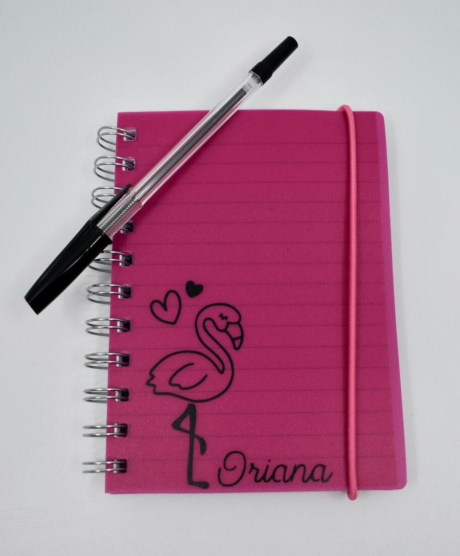 A6 Flamingo notebook personalised stationery kids custom new  school