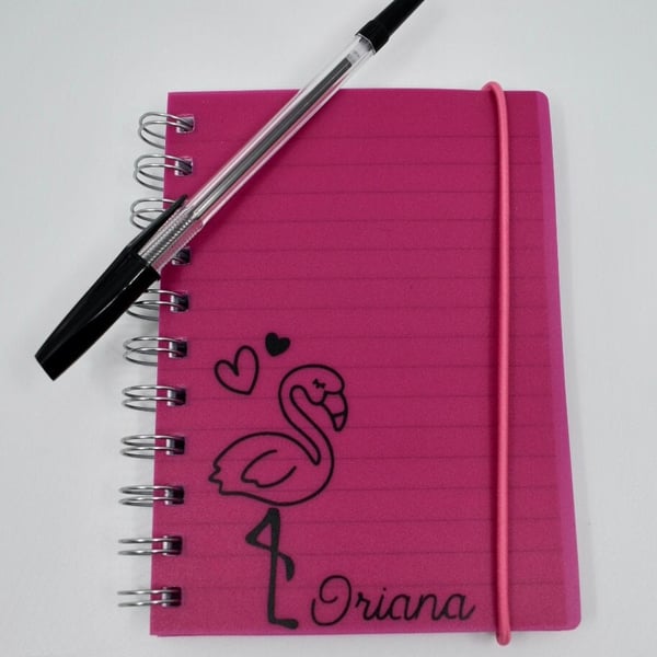 A6 Flamingo notebook - personalised - stationery - kids - custom - new school