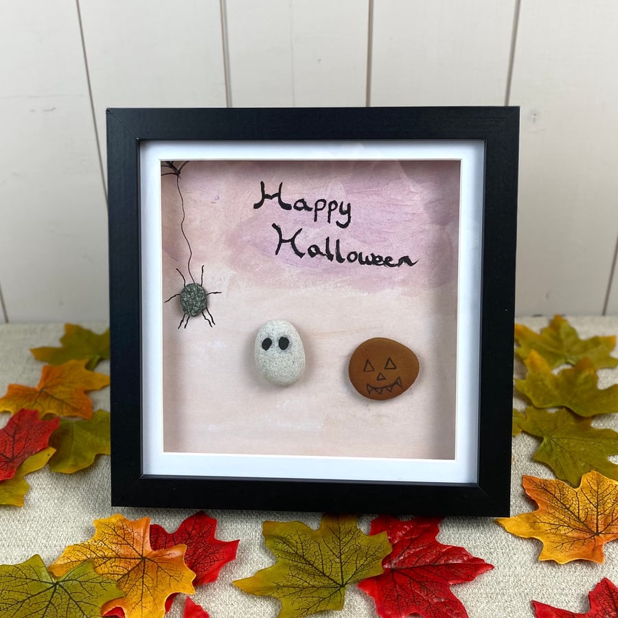Happy Halloween Pebble Art Picture