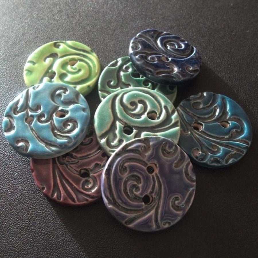 set of eight chunky ceramic buttons