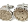 Luxury 1960 Sixpence Cufflinks for a 60th birthday. Original british sixpences i