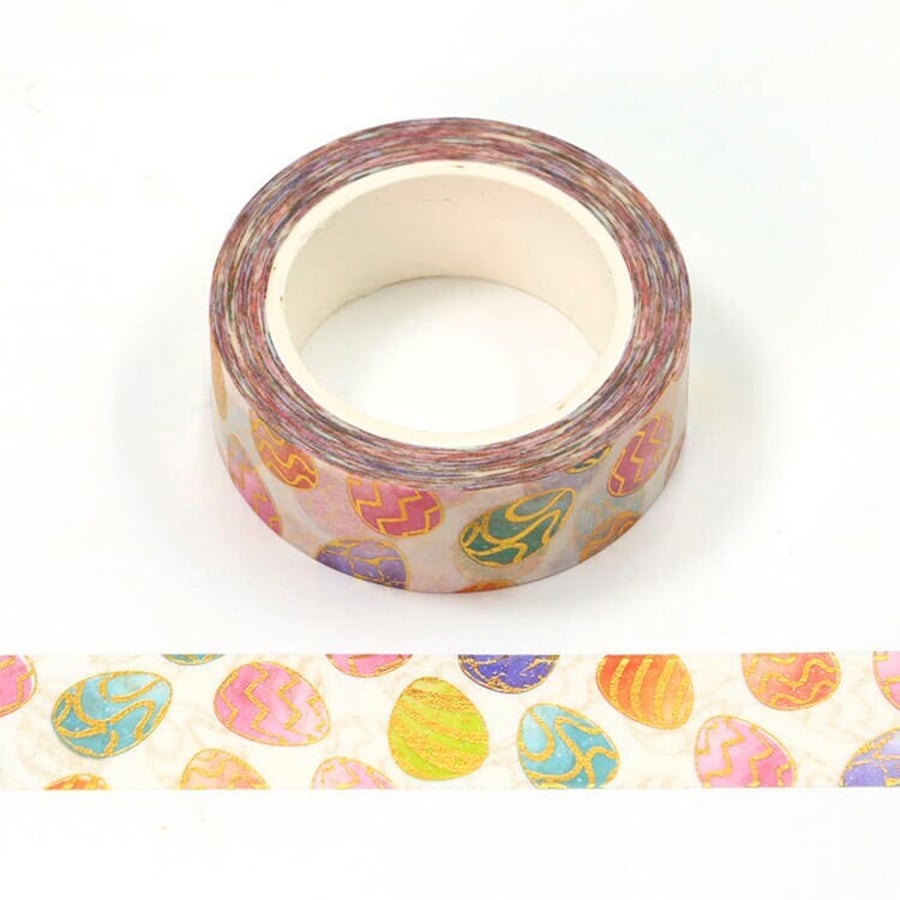 Syntego Colourful Easter Eggs Gold Foil Washi Tape Decorative Self Adhesive Mask