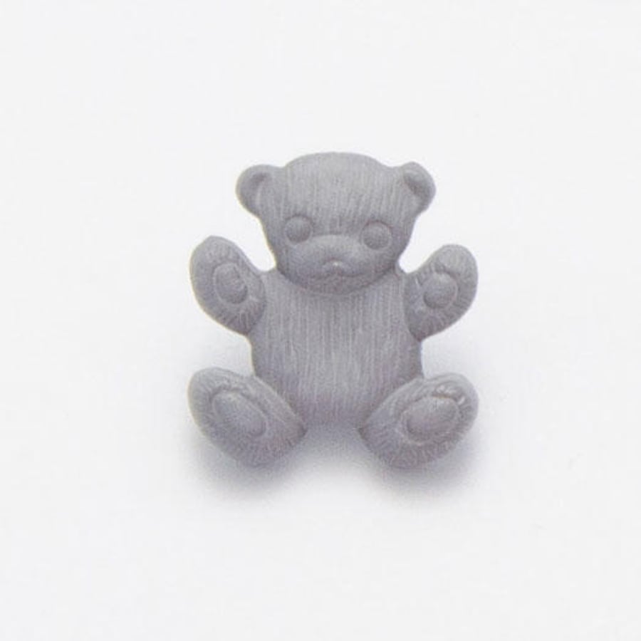10 grey baby teddy Bear buttons 15mm