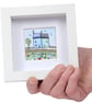 Little blue houses fabric picture, textile art, gift - Image 4
