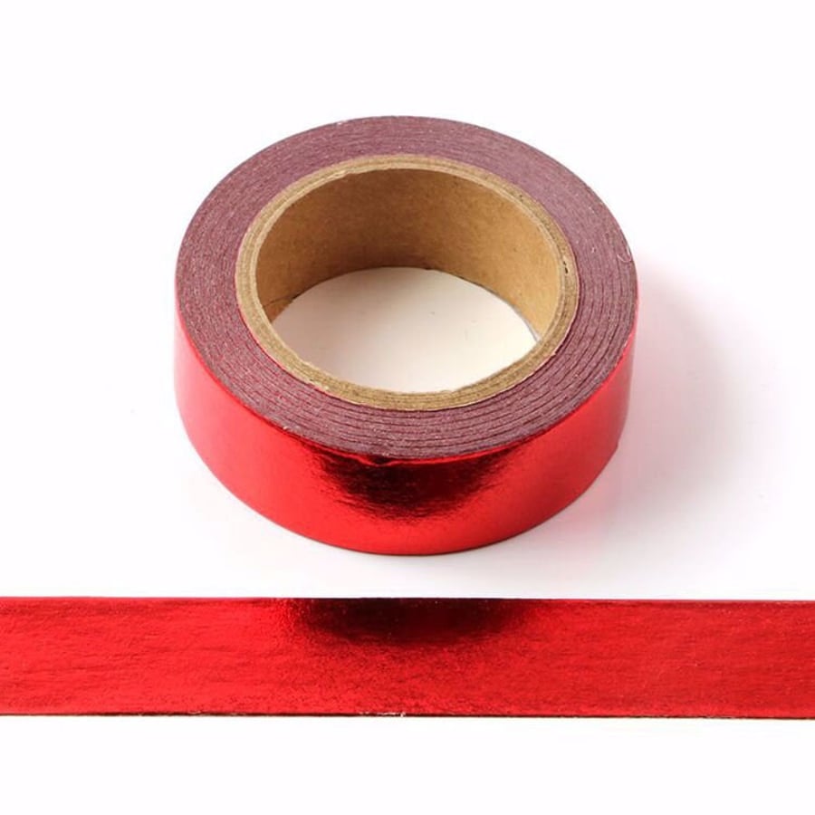 Red Solid Foil Washi Tape Decorative Masking Tape 15mm x 10 Meters Eco Friendly 