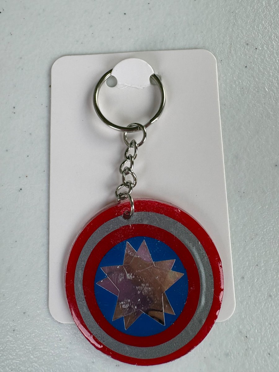 Superhero Shield Inspired Keyring 5cm Acrylic Resin Keychain Comic Fan Gift 