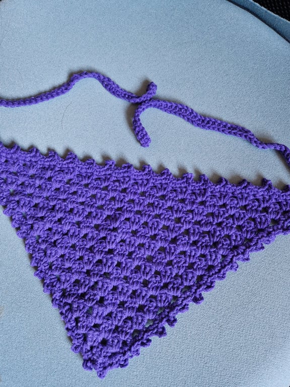 Purple cotton hair bandana festivals summer handmade crochet